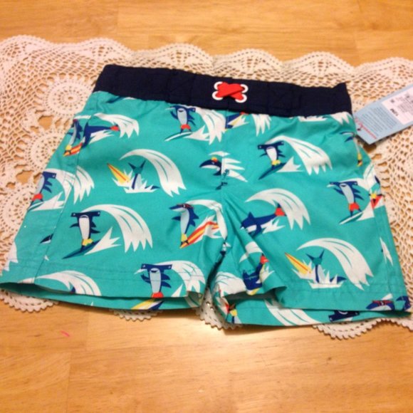 Cat & Jack swim trunks with sharks / fish, NWT, 12 month size - Picture 1 of 6